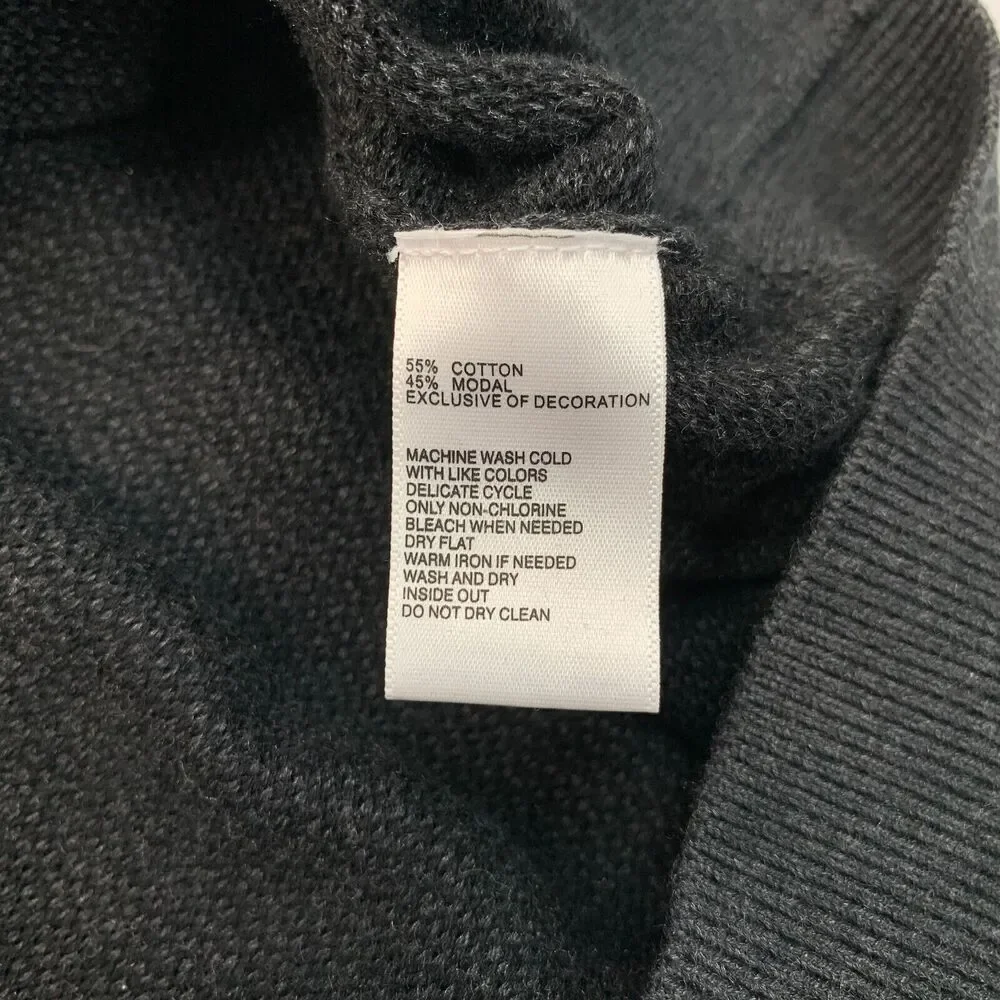 Greg Norman Knit Sweater Mens M Medium Charcoal Diamond Print Cotton Modal Blend
